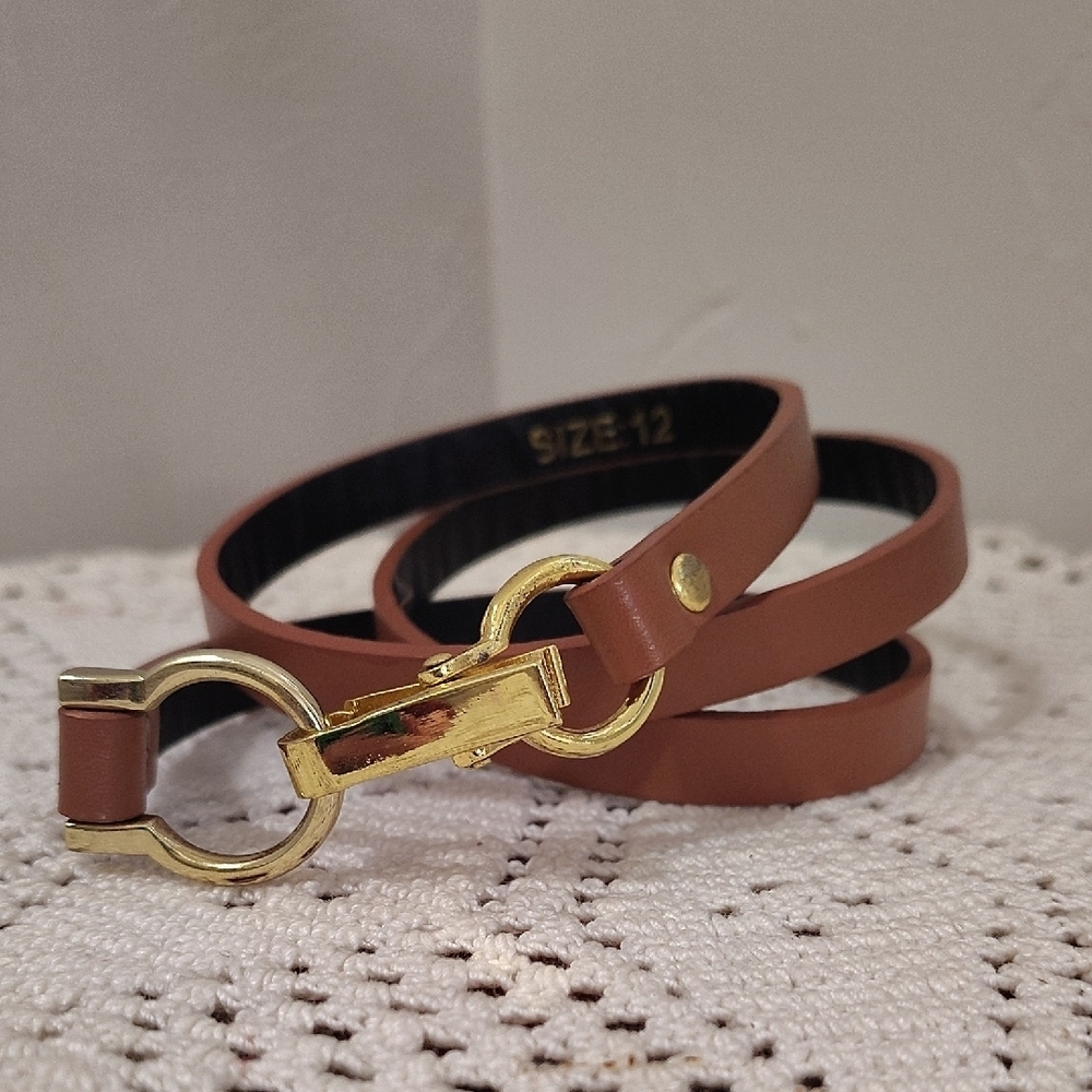 Chestnut Brown Belt Size 12 Gold Clasp
